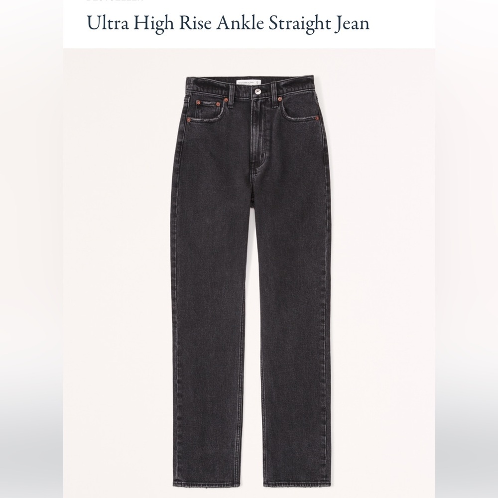 Abercrombie Ultra High Rise Ankle Straight Jean- Black